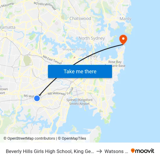 Beverly Hills Girls High School, King Georges Rd to Watsons Bay map