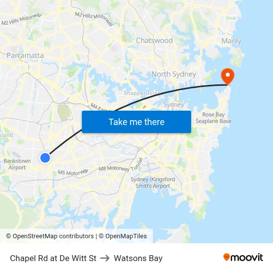 Chapel Rd at De Witt St to Watsons Bay map