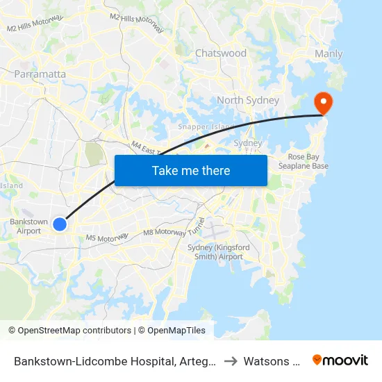 Bankstown-Lidcombe Hospital, Artegall St to Watsons Bay map