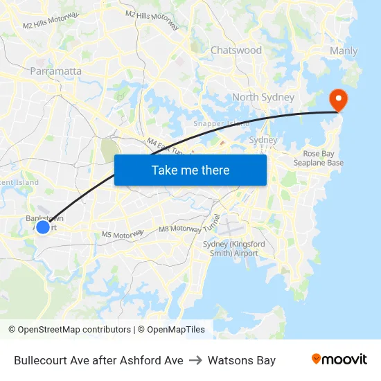 Bullecourt Ave after Ashford Ave to Watsons Bay map