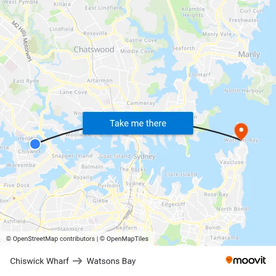 Chiswick Wharf to Watsons Bay map