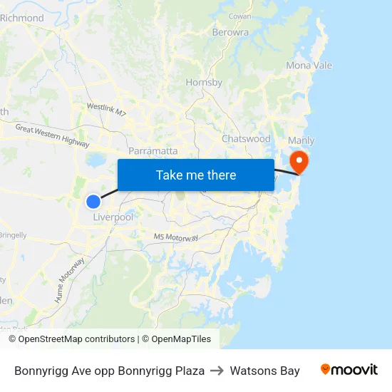 Bonnyrigg Ave opp Bonnyrigg Plaza to Watsons Bay map