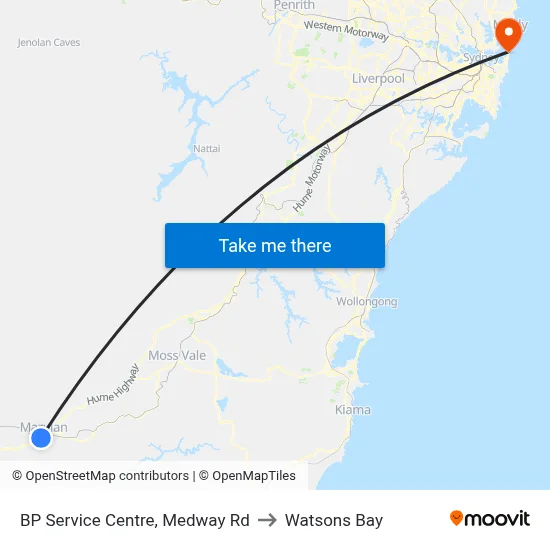 BP Service Centre, Medway Rd to Watsons Bay map