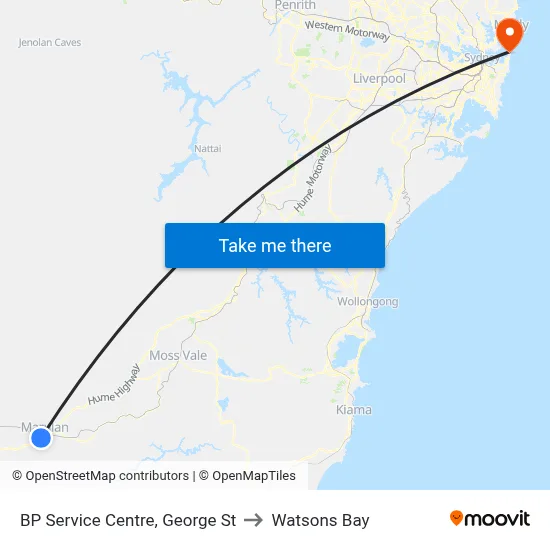 BP Service Centre, George St to Watsons Bay map