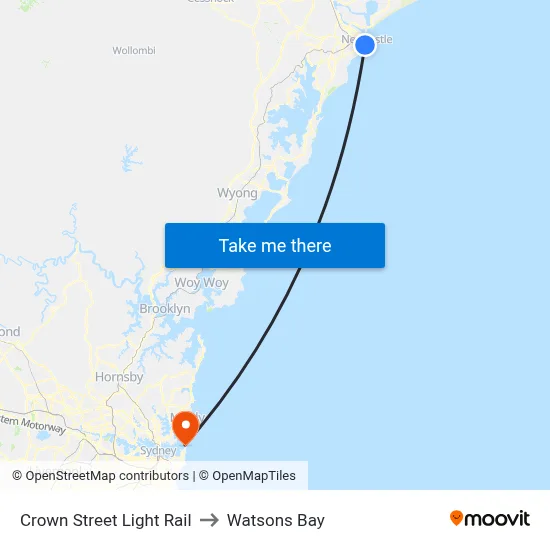 Crown Street Light Rail to Watsons Bay map