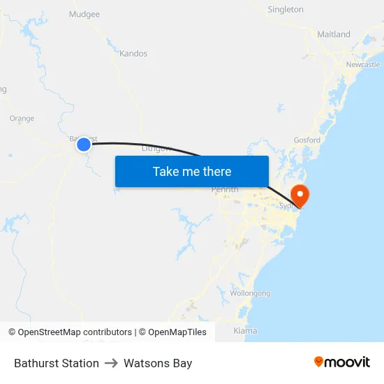 Bathurst Station to Watsons Bay map