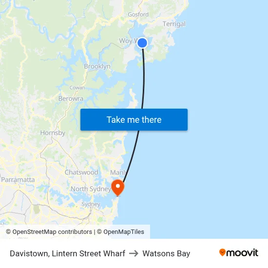 Davistown, Lintern Street Wharf to Watsons Bay map