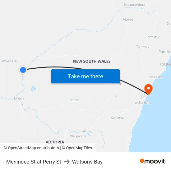 Menindee St at Perry St to Watsons Bay map