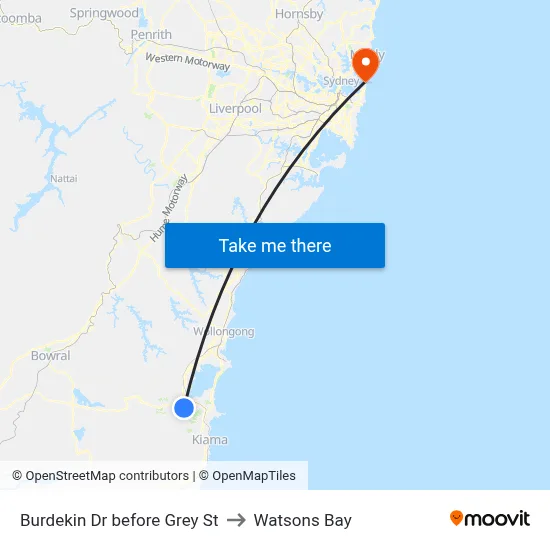 Burdekin Dr before Grey St to Watsons Bay map