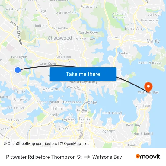 Pittwater Rd before Thompson St to Watsons Bay map