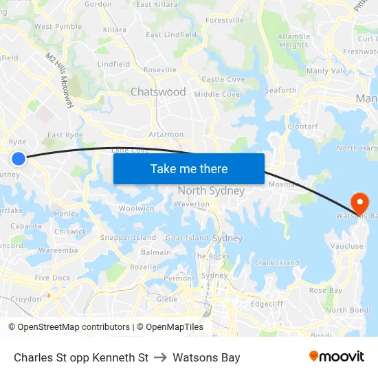 Charles St opp Kenneth St to Watsons Bay map