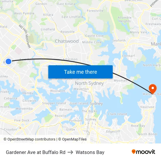 Gardener Ave at Buffalo Rd to Watsons Bay map