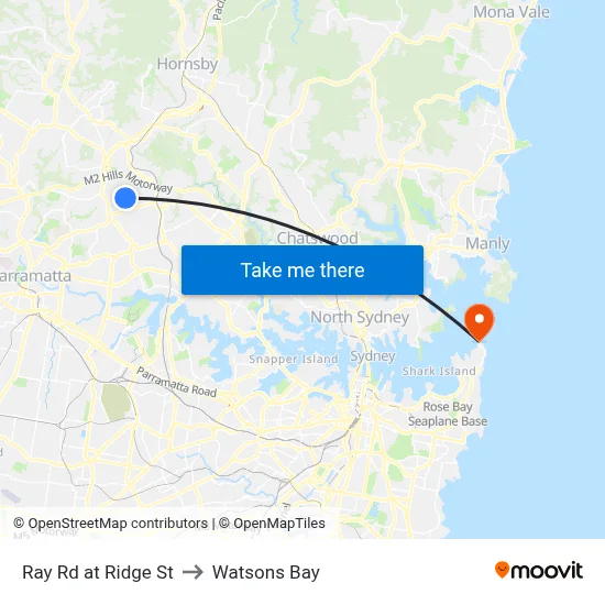 Ray Rd at Ridge St to Watsons Bay map