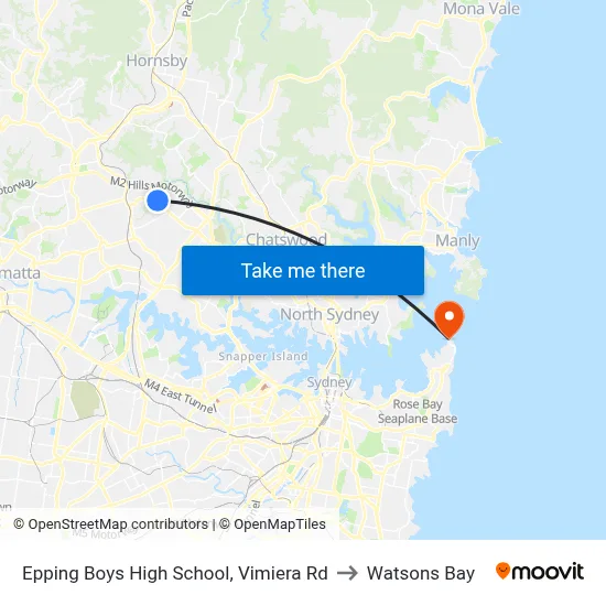 Epping Boys High School, Vimiera Rd to Watsons Bay map