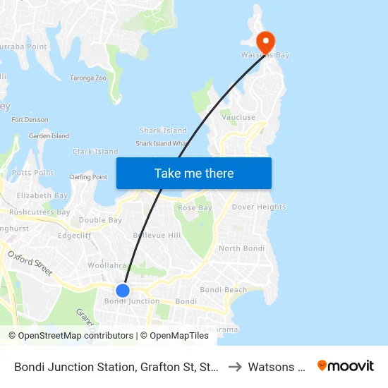 Bondi Junction Station, Grafton St, Stand R to Watsons Bay map