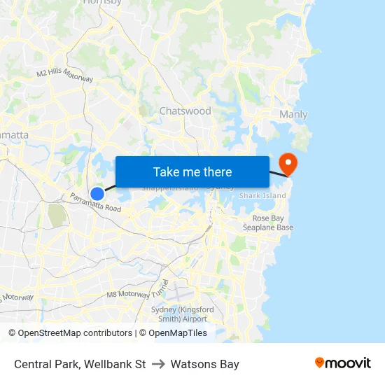 Central Park, Wellbank St to Watsons Bay map