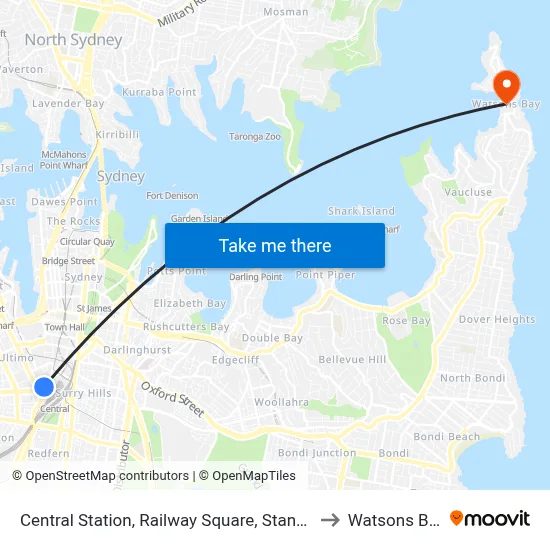 Central Station, Railway Square, Stand M to Watsons Bay map