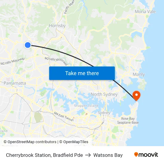 Cherrybrook Station, Bradfield Pde to Watsons Bay map