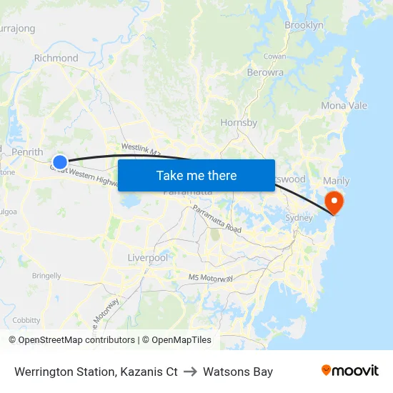 Werrington Station, Kazanis Ct to Watsons Bay map