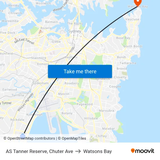 AS Tanner Reserve, Chuter Ave to Watsons Bay map