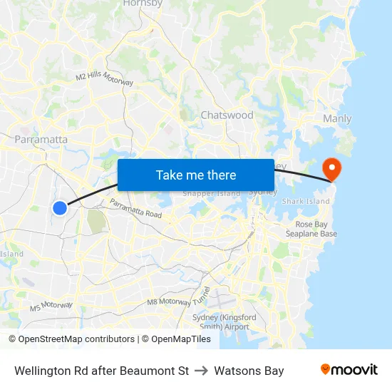 Wellington Rd after Beaumont St to Watsons Bay map