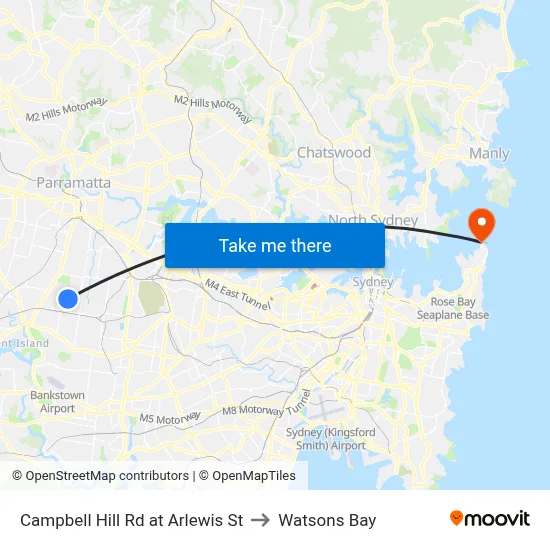 Campbell Hill Rd at Arlewis St to Watsons Bay map