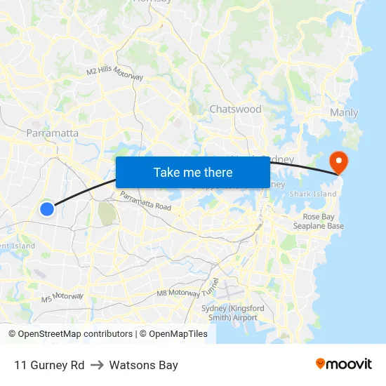 11 Gurney Rd to Watsons Bay map