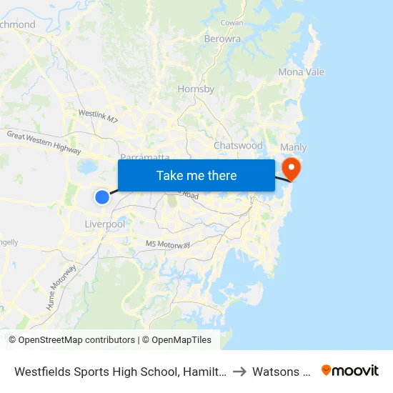 Westfields Sports High School, Hamilton Rd to Watsons Bay map
