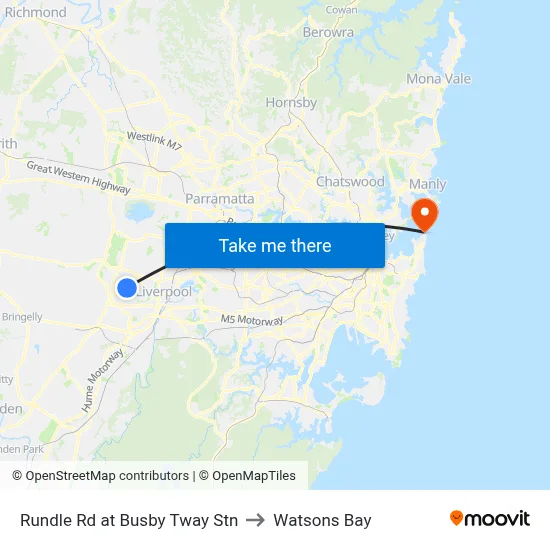 Rundle Rd at Busby Tway Stn to Watsons Bay map