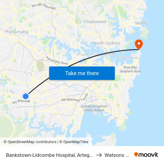Bankstown-Lidcombe Hospital, Artegall St to Watsons Bay map