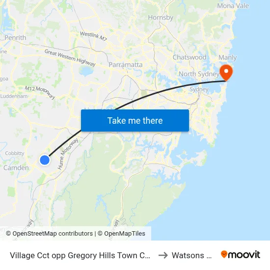 Village Cct opp Gregory Hills Town Centre to Watsons Bay map