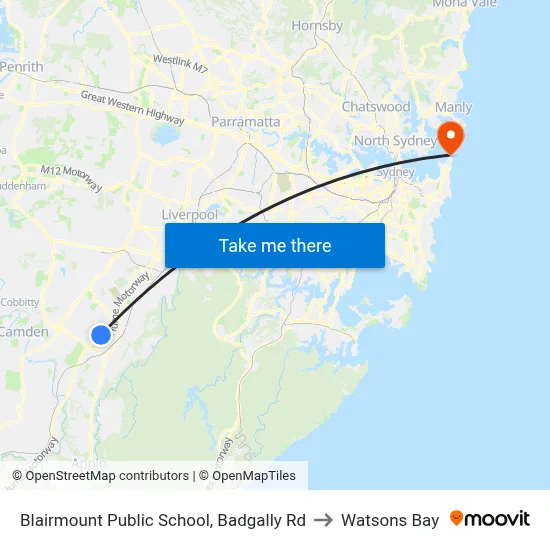 Blairmount Public School, Badgally Rd to Watsons Bay map