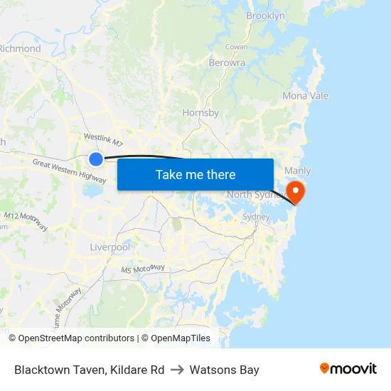 Blacktown Taven, Kildare Rd to Watsons Bay map