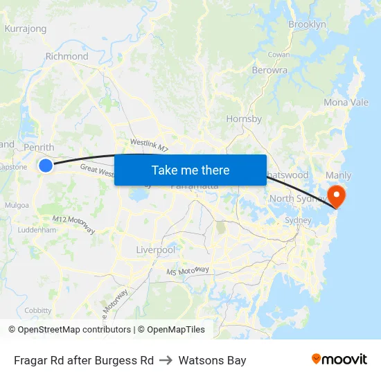 Fragar Rd after Burgess Rd to Watsons Bay map
