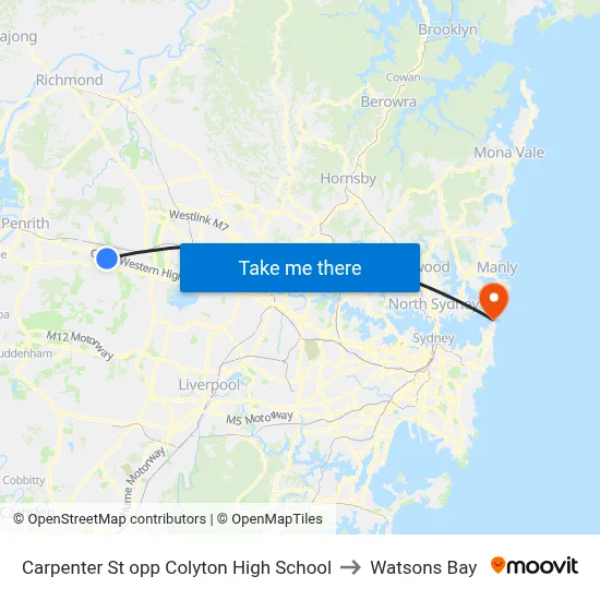 Carpenter St opp Colyton High School to Watsons Bay map