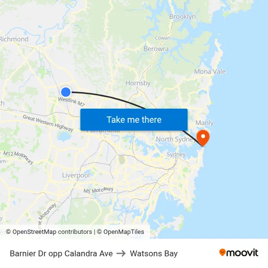 Barnier Dr opp Calandra Ave to Watsons Bay map