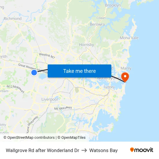 Wallgrove Rd after Wonderland Dr to Watsons Bay map