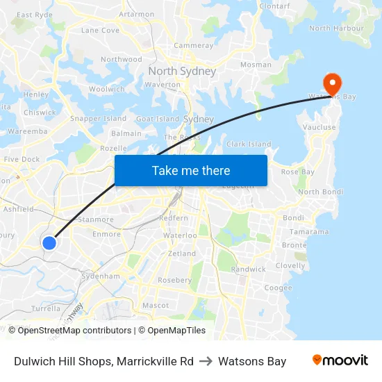 Dulwich Hill Shops, Marrickville Rd to Watsons Bay map