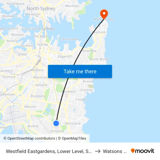 Westfield Eastgardens, Lower Level, Stand B to Watsons Bay map