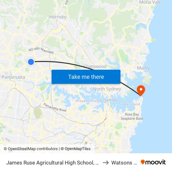 James Ruse Agricultural High School, Baker St to Watsons Bay map