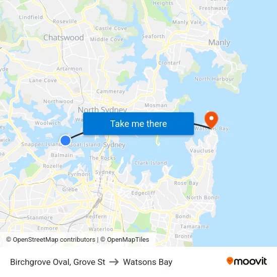 Birchgrove Oval, Grove St to Watsons Bay map