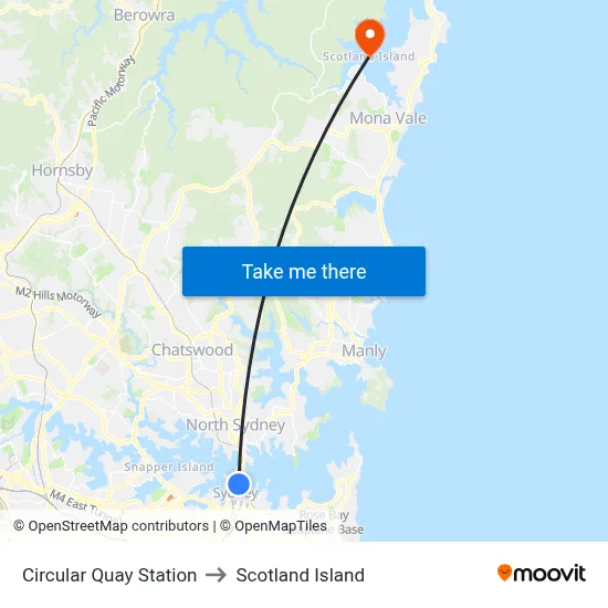 Circular Quay Station to Scotland Island map