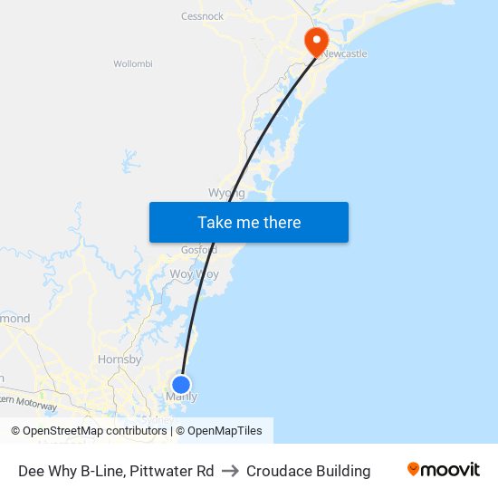 Dee Why B-Line, Pittwater Rd to Croudace Building map