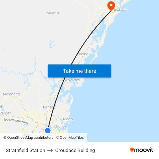 Strathfield Station to Croudace Building map