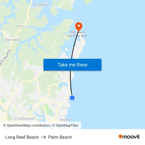 Long Reef Beach to Palm Beach map