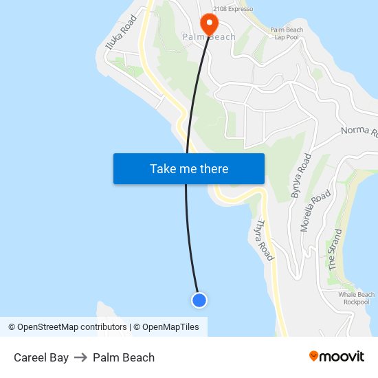 Careel Bay to Palm Beach map