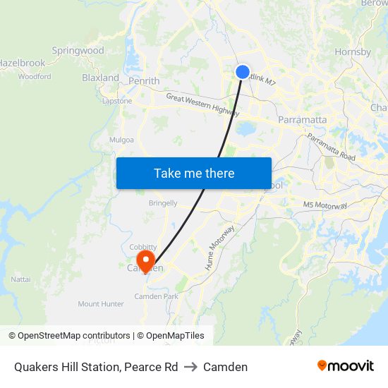 Quakers Hill Station, Pearce Rd to Camden map