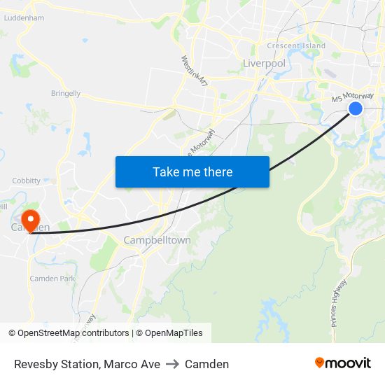 Revesby Station, Marco Ave to Camden map