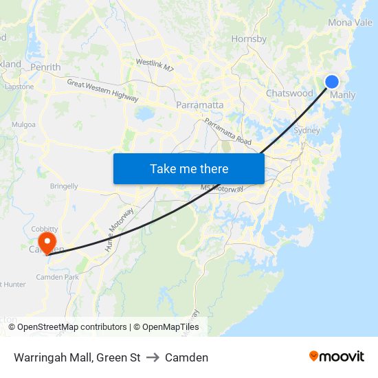 Warringah Mall, Green St to Camden map