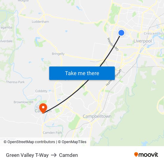 Green Valley T-Way to Camden map